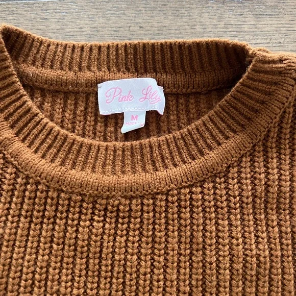 Pink Lily Brown and Cream Women’s Sweater - Picture 3 of 3